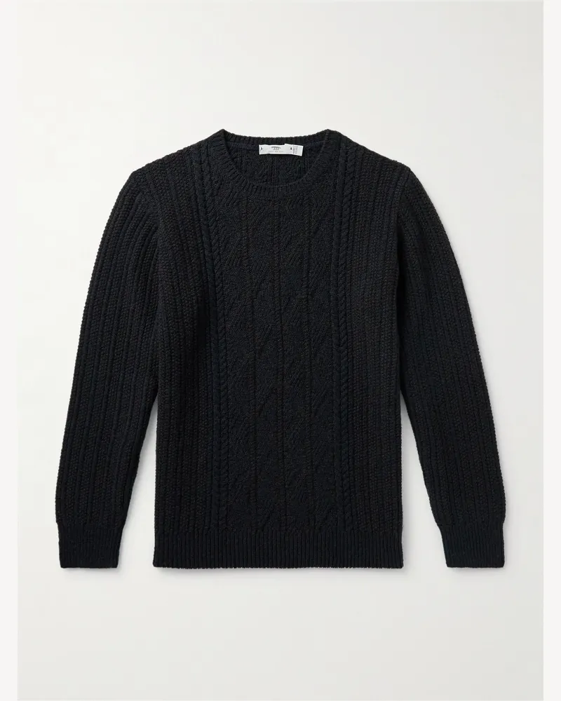 Inis Meáin Pullover aus einer Merinowoll-Kaschmirmischung mit Aran-Muster Blau