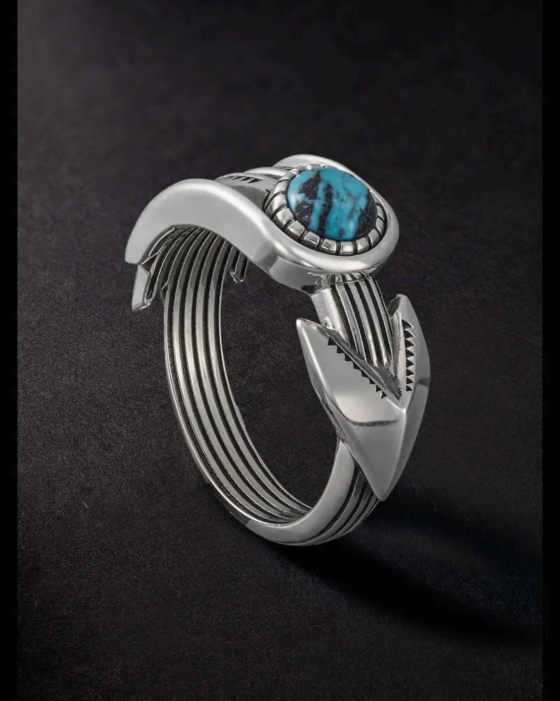 Jacques Marie Mage Natrona Limited Edition Sterling Silver and Apache Blue Turquoise Ring Silver