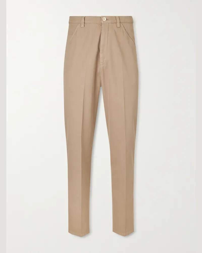 Brunello Cucinelli Straight-Leg Cotton Chinos Neutrals