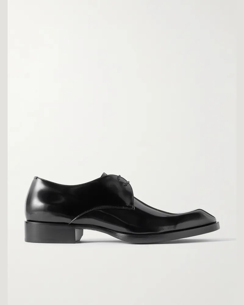 Saint Laurent Vadim Glossed-Leather Derby Shoes Black