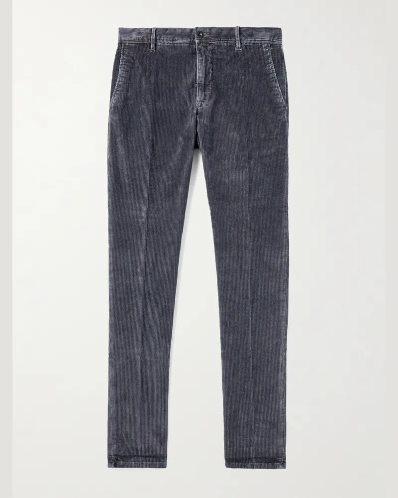 Incotex Schmal geschnittene Cordhose aus einer Baumwollmischung Grau