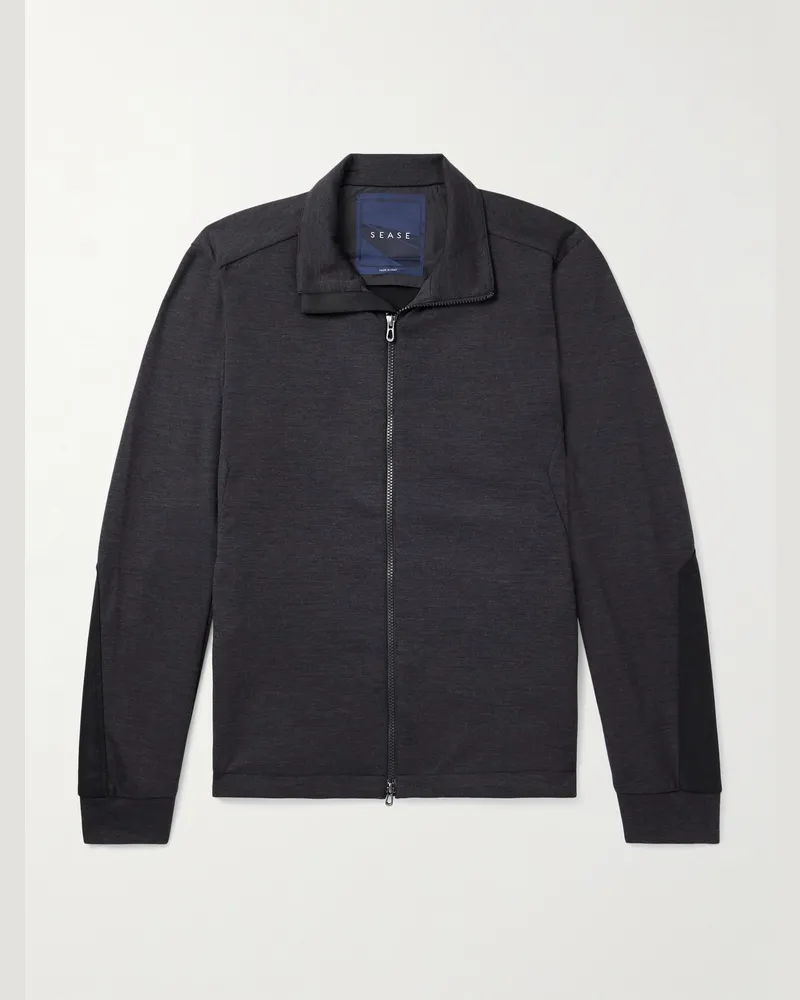 SEASE Explorer Pullover aus einer Schurwollmischung mit Ripstop-Besatz Schwarz