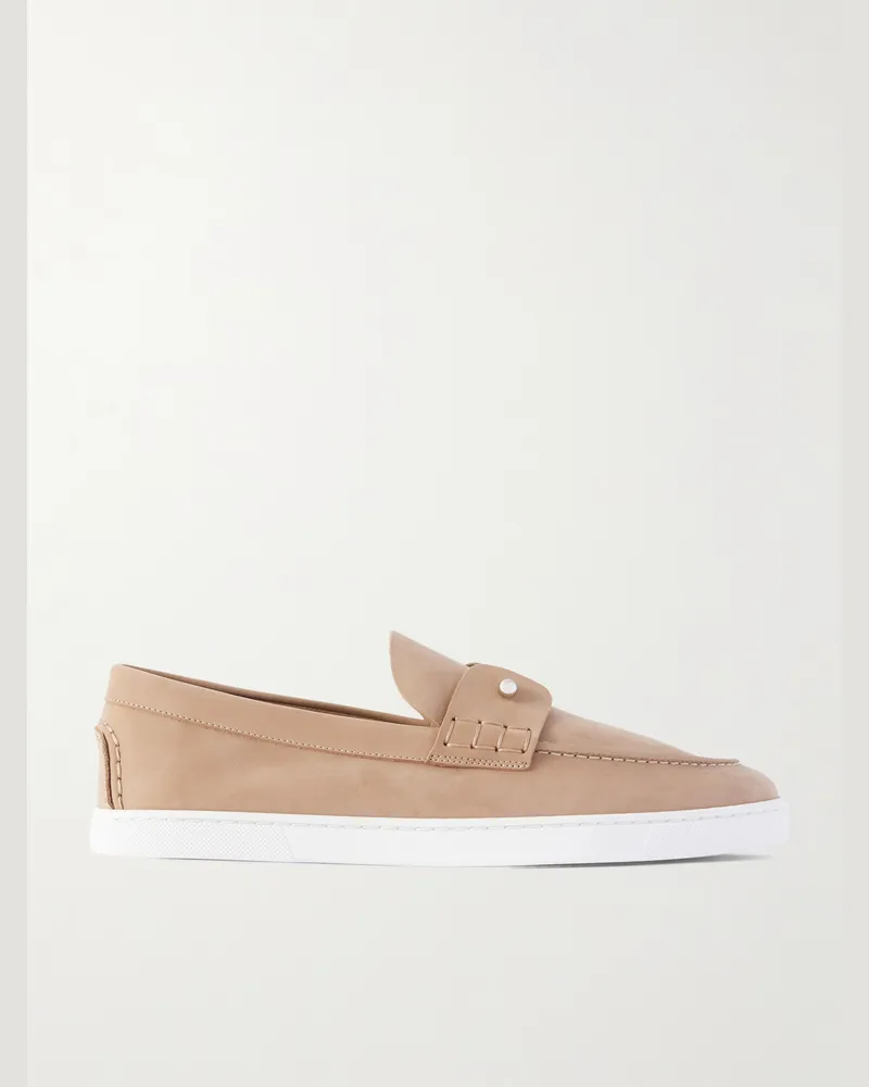 Christian Louboutin Chambeliboat Nubuck Loafers Brown