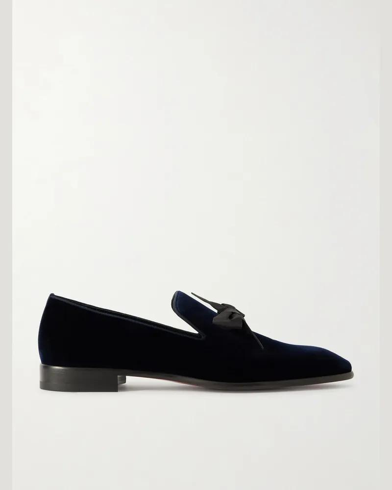 Christian Louboutin December First Loafers aus Velours mit Ripsband und Schleife Schwarz