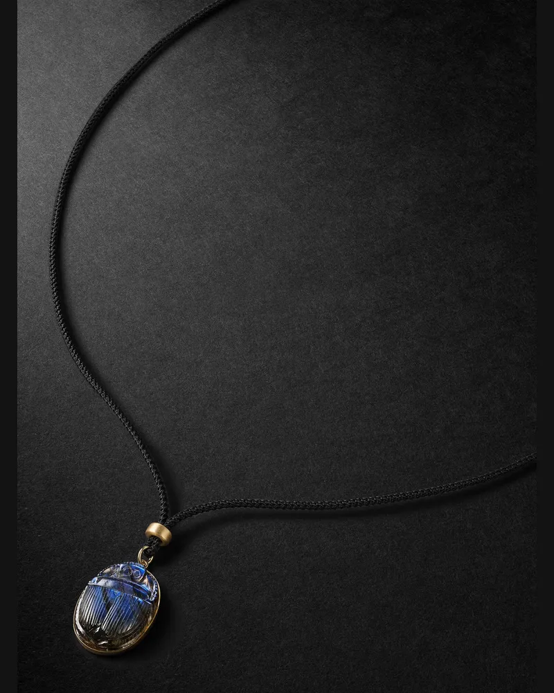 Jacquie Aiche Kette aus Kordel mit Details aus Gold und Labradorit Blau