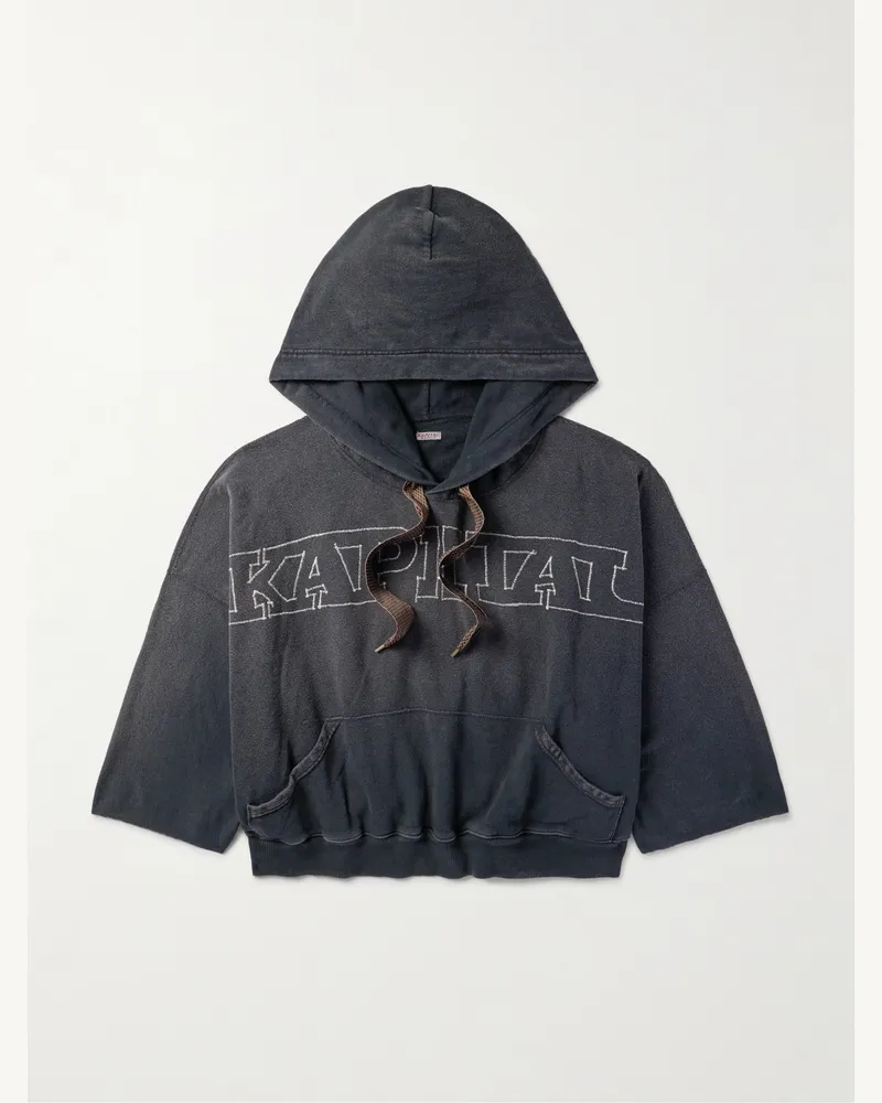 KAPITAL Oversized Logo-Embroidered Cotton-Jersey Hoodie Gray