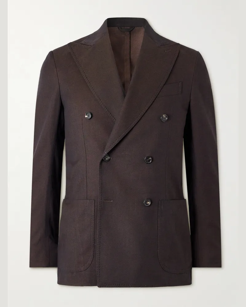 De Petrillo Vesuvio Cotton and Silk-Blend Twill Suit Jacket Brown