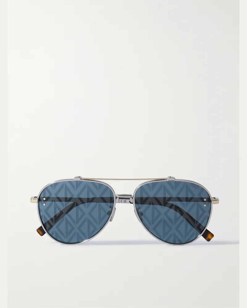 Dior CD Diamond A1U Pilotensonnenbrille aus silberfarbenem Metall Silber
