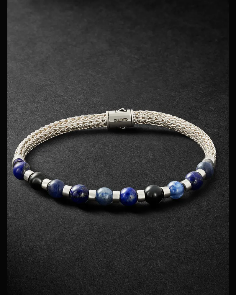 John Hardy Armband aus Sterlingsilber mit Zierperlen aus mehreren Steinen Blau