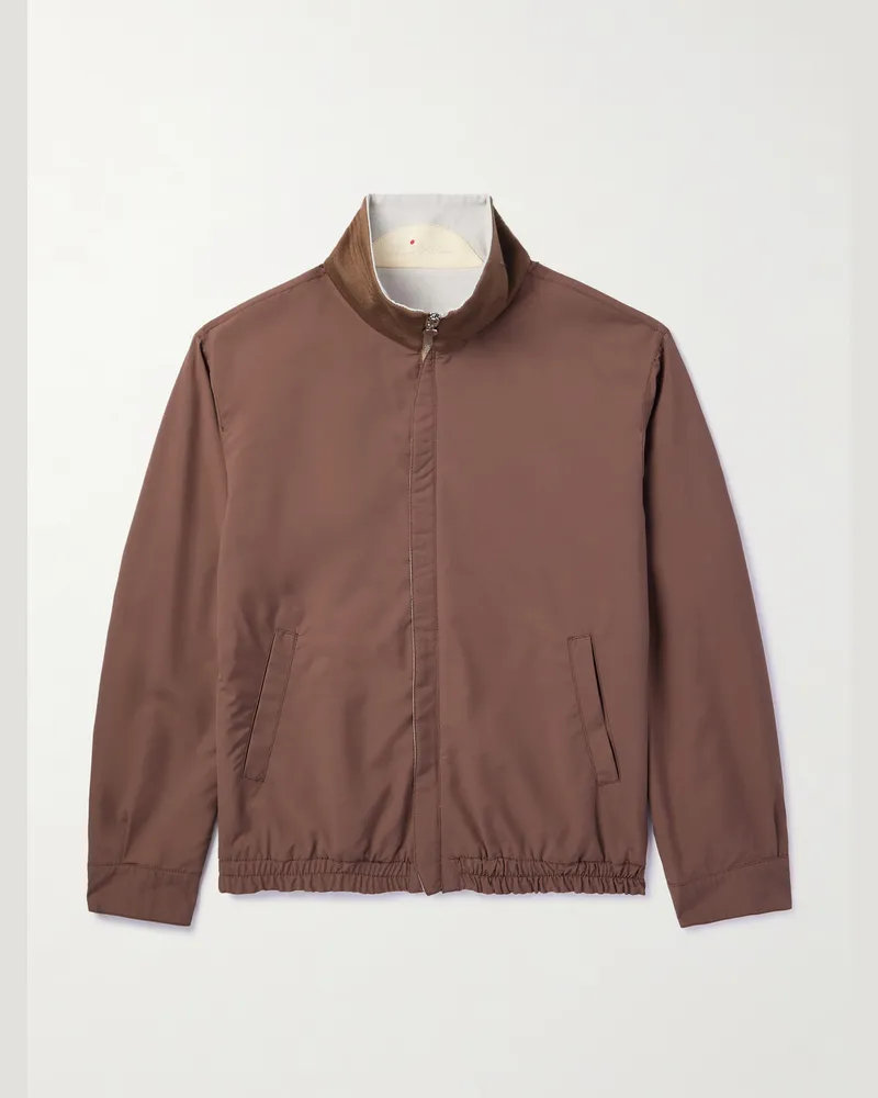 Kiton Harrington-Jacke aus einer Mischung aus Leinen, Wolle und Seide Braun