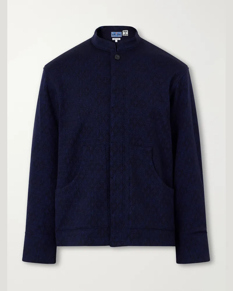 Blue Blue Japan Jacquard-Knit Wool-Blend Bomber Jacket Blue