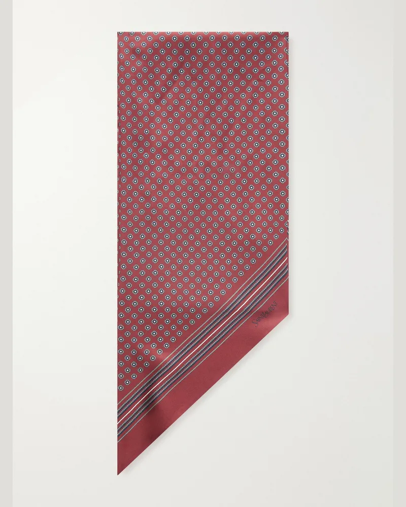 Saint Laurent Printed Silk-Twill Scarf Red