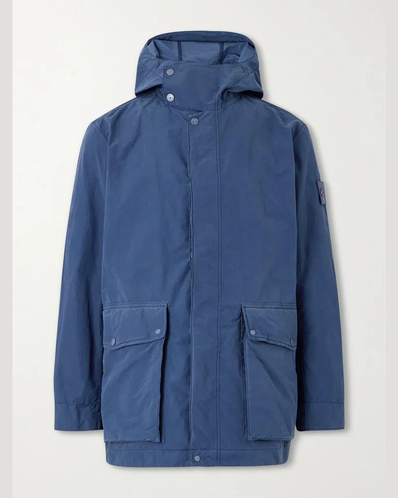 Stone Island GHOST David Garment-Dyed Canvas Hooded Parka Blue