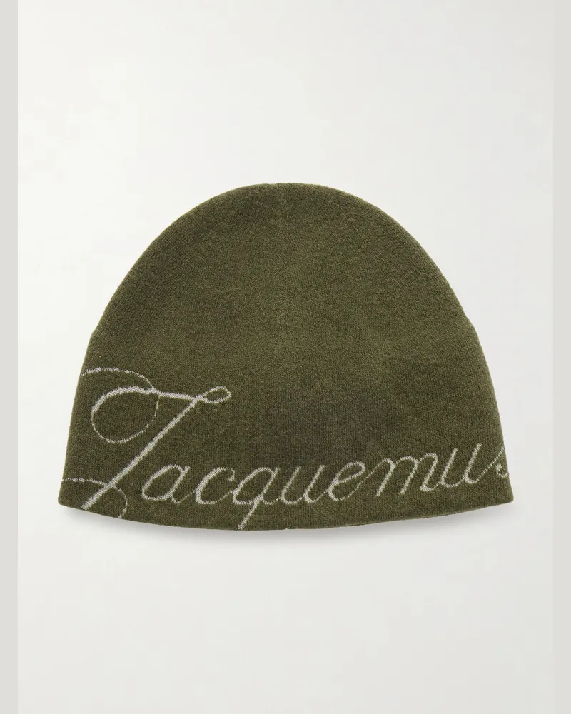 Jacquemus The Atelier Logo-Jacquard Knitted Beanie Green