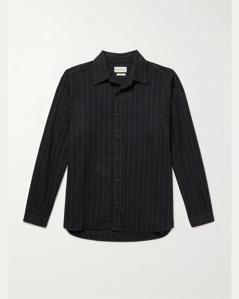 Oliver Spencer Garrison gestreiftes Hemd aus Biobaumwolle Blau
