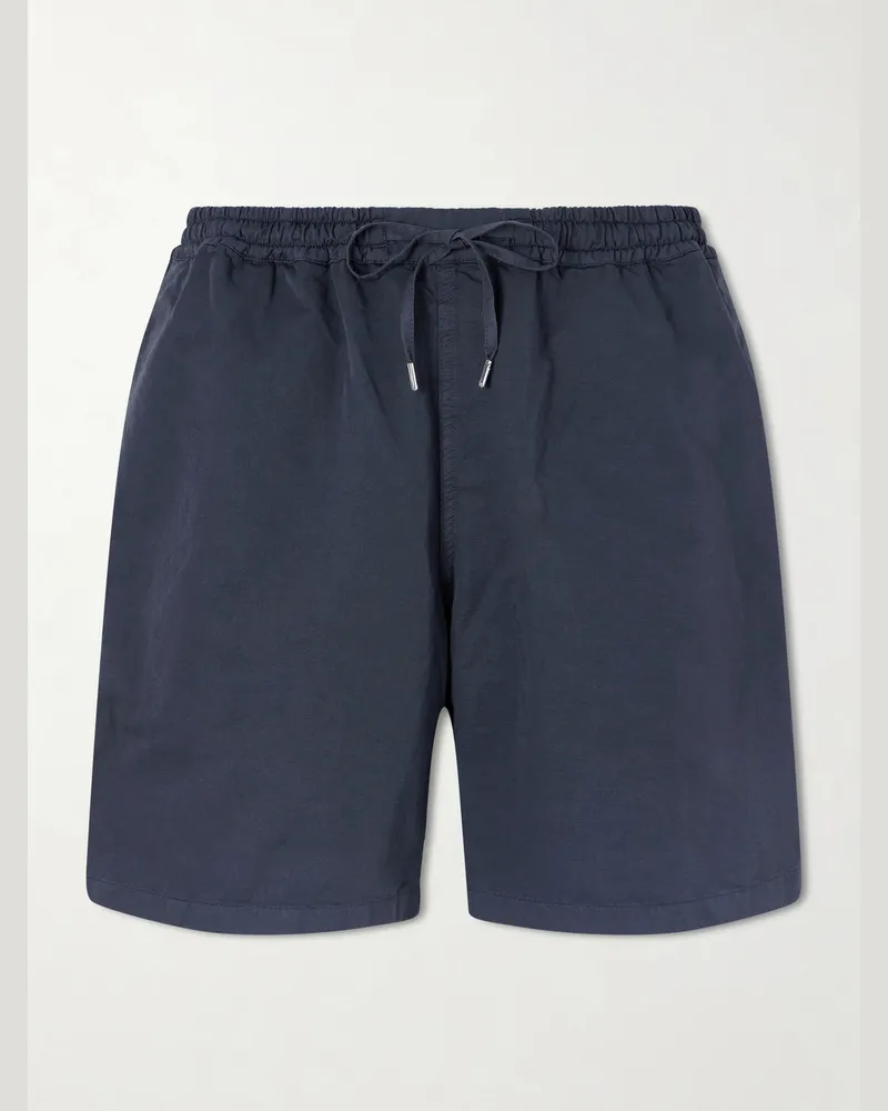 A Kind Of Guise Volta Straight-Leg Cotton and Linen-Blend Drawstring Shorts Blue