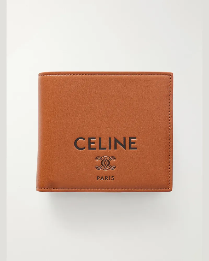 Celine Logo-Debossed Leather Billfold Wallet Brown