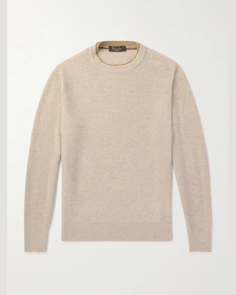 Loro Piana City Pullover aus Birdseye-Piqué aus Baby-Kaschmir Neutral