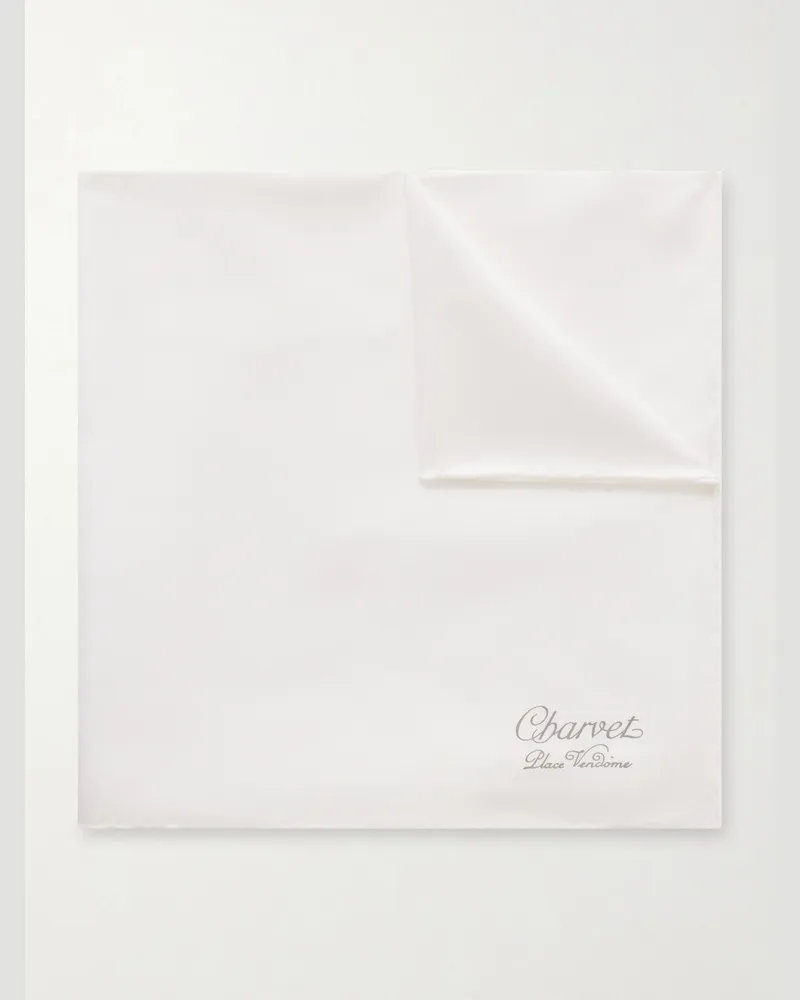 Charvet Einstecktuch aus Seide mit Logoprint Weiß