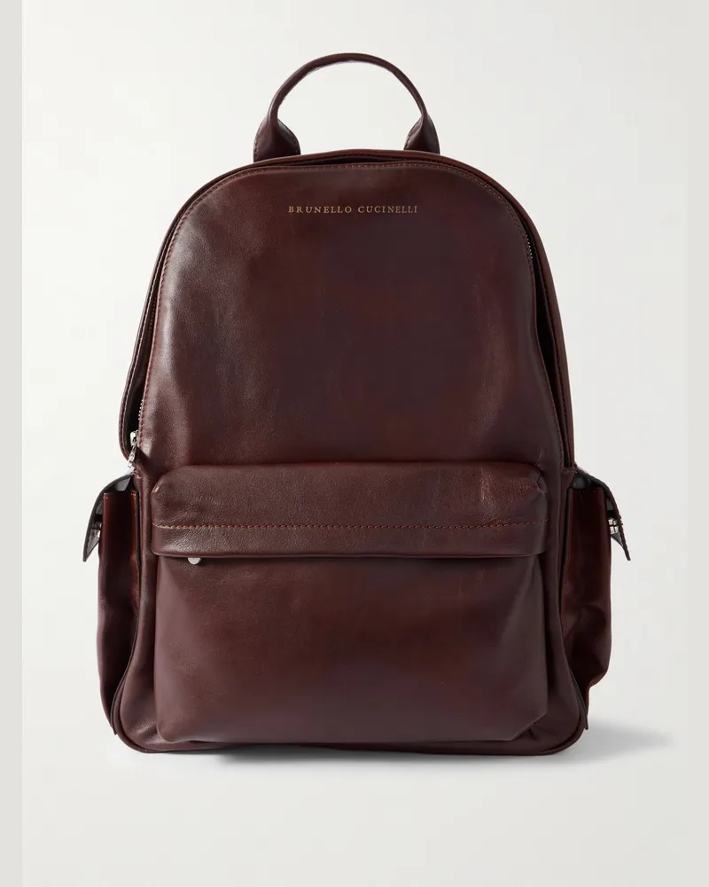 Brunello Cucinelli Rucksack aus Leder Rot