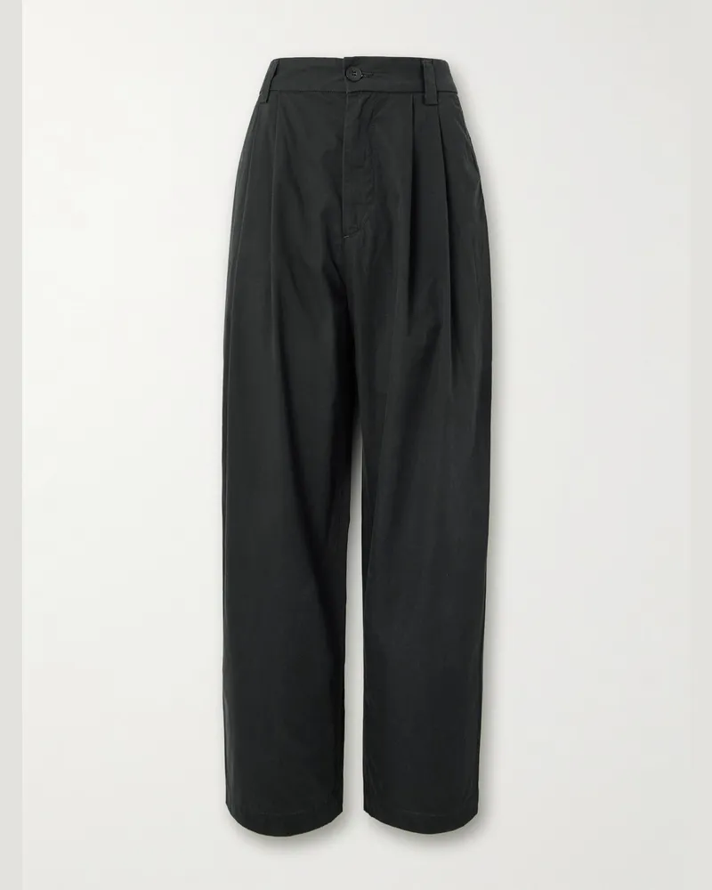 AGOLDE Slater gerade geschnittene Hose aus Baumwoll-Twill mit Falten Schwarz