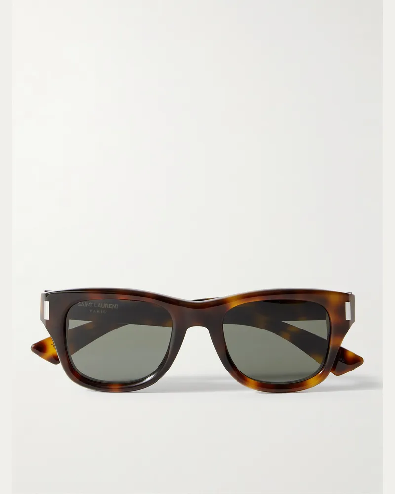 Saint Laurent Sonnenbrille mit eckigem Rahmen aus Azetat in Schildpattoptik Horn