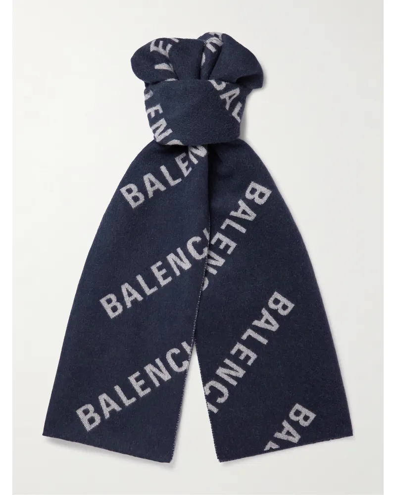 Balenciaga Schal aus Woll-Jacquard Blau