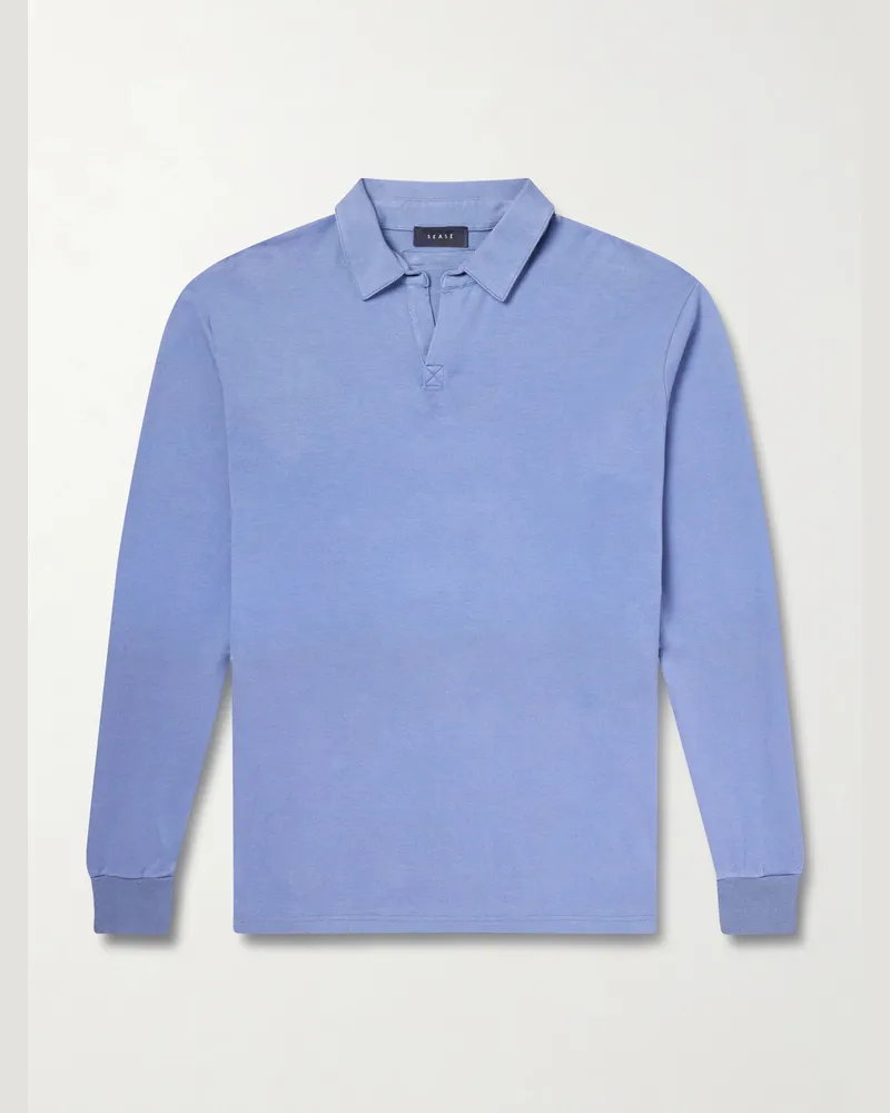 SEASE Supima Cotton-Jersey Polo Shirt Blue