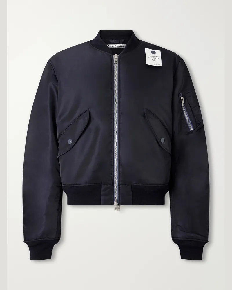 Acne Studios Orby Embellished Fleece-Lined Padded Twill Bomber Jacket Blue