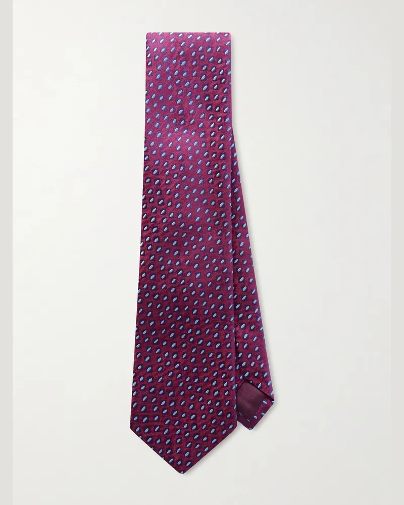 Charvet 8.5cm Embroidered Silk-Jacquard Tie Burgundy