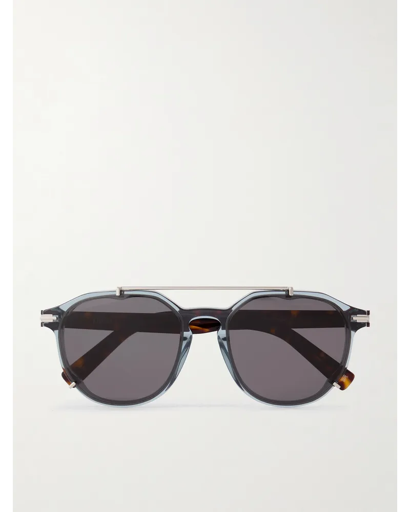 Dior DiorBlackSuit RI Sonnenbrille mit rundem Rahmen aus Azetat und silberfarbenen Details Grau