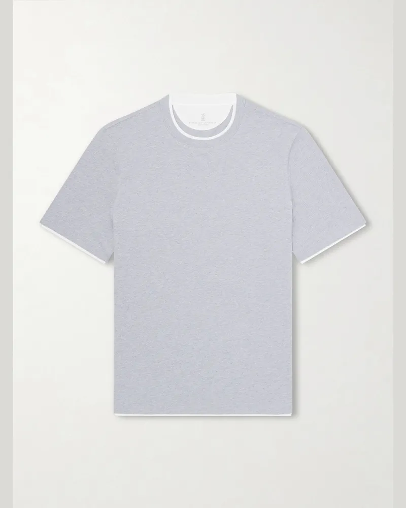 Brunello Cucinelli Layered Cotton-Jersey T-Shirt Gray
