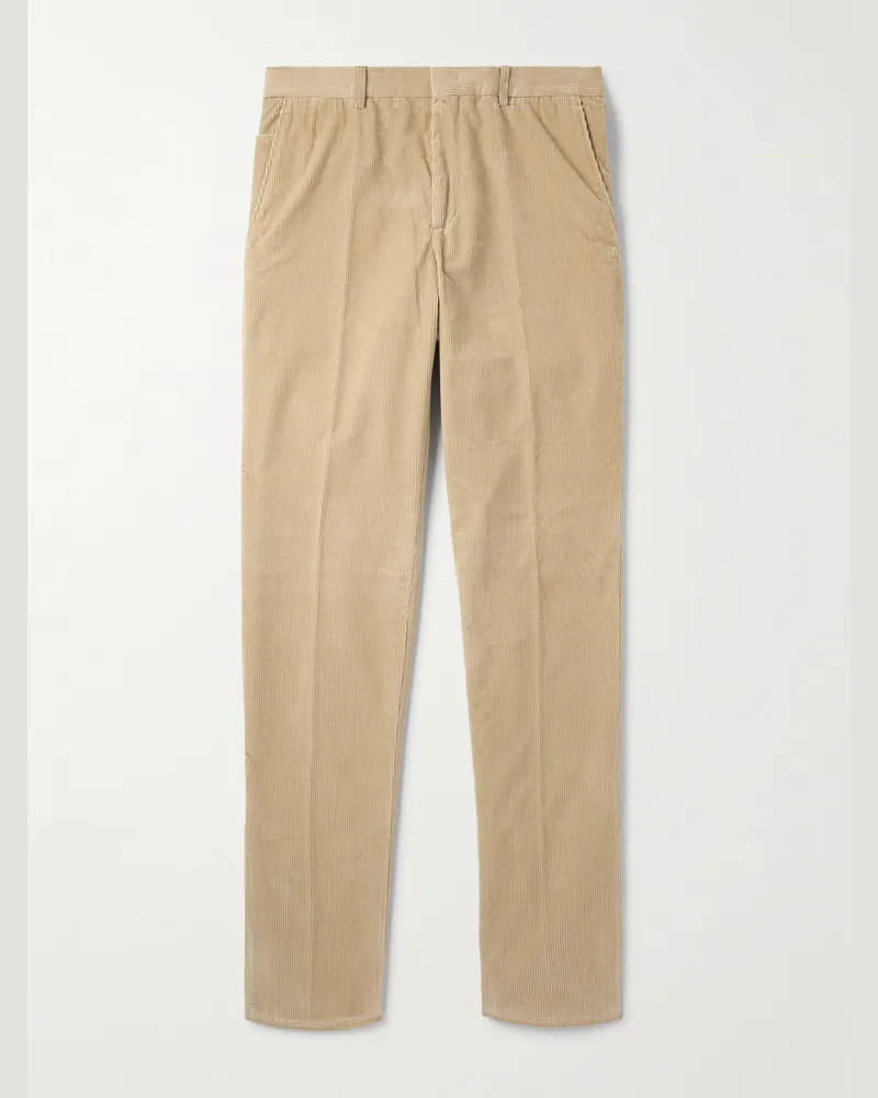 Loro Piana Jarno Hamptons Straight-Leg Cotton-Corduroy Trousers Neutrals