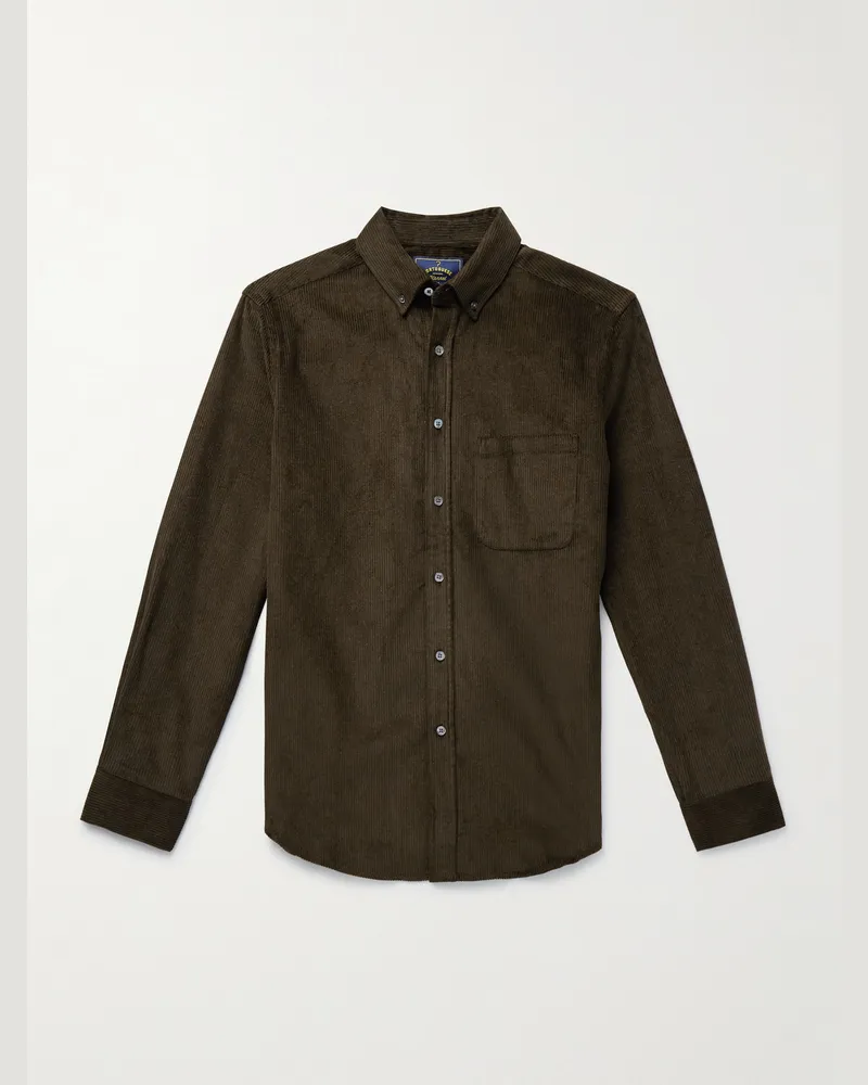 Portuguese Flannel Lobo 2.0 Hemd aus Baumwollcord mit Button-Down-Kragen Grün