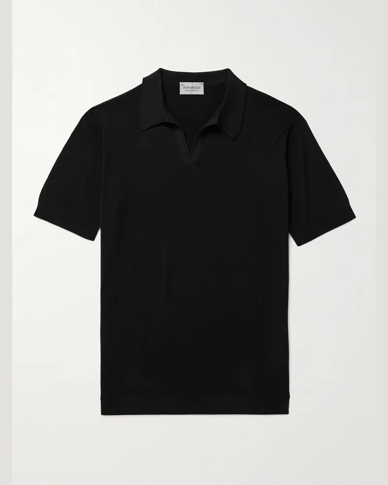 John Smedley Noah Sea Island Cotton Polo Shirt Black
