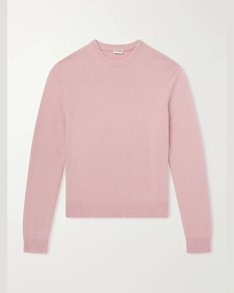 Totême Distressed Silk, Alpaca and Cashmere-Blend Sweater Pink