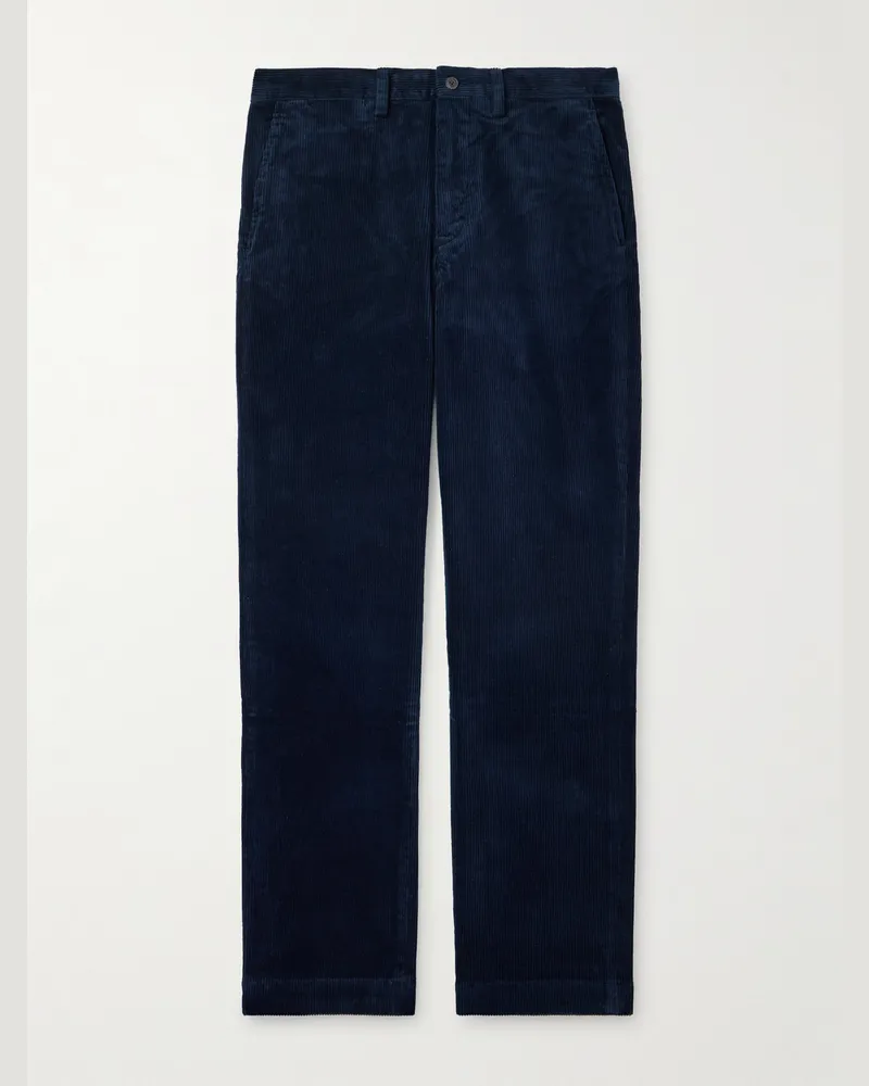 Ralph Lauren Bedford Slim-Fit Straight-Leg Cotton-Blend Corduroy Trousers Blue