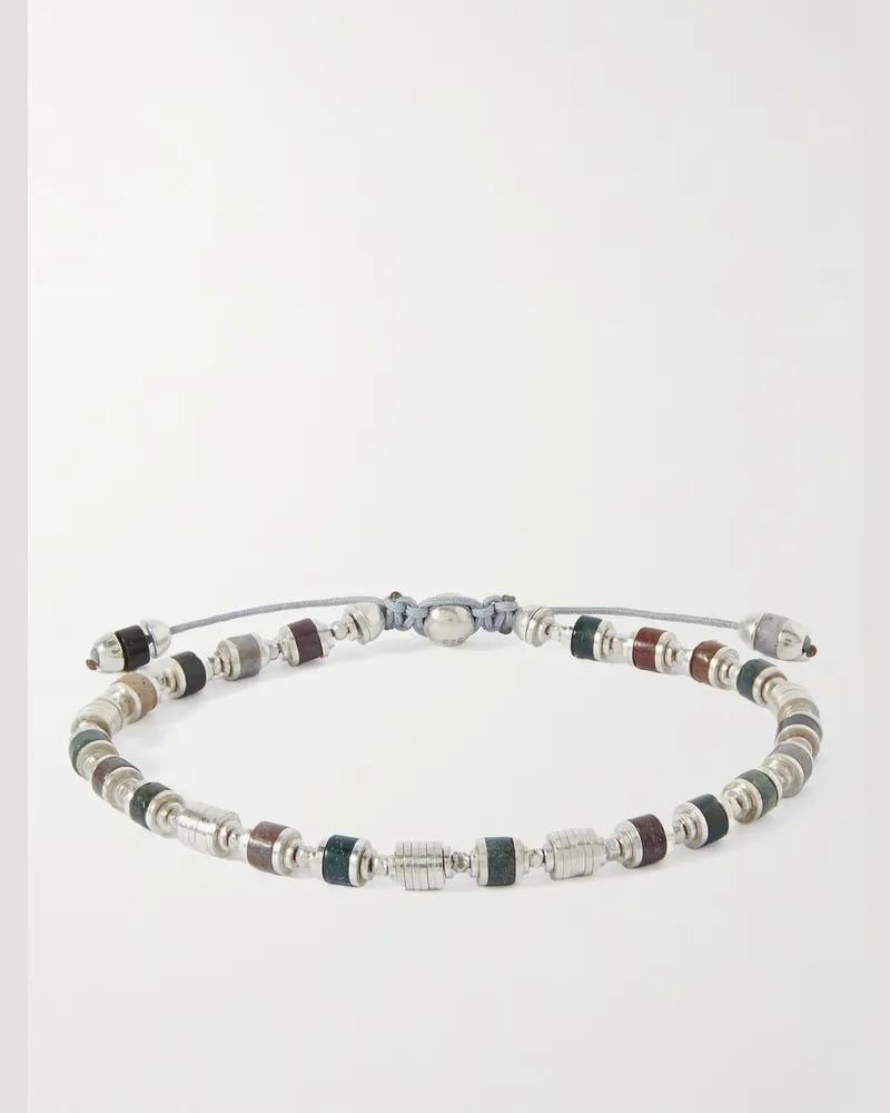 MAOR Saguaro Sterling Silver,  Agate and Cord Beaded Bracelet White