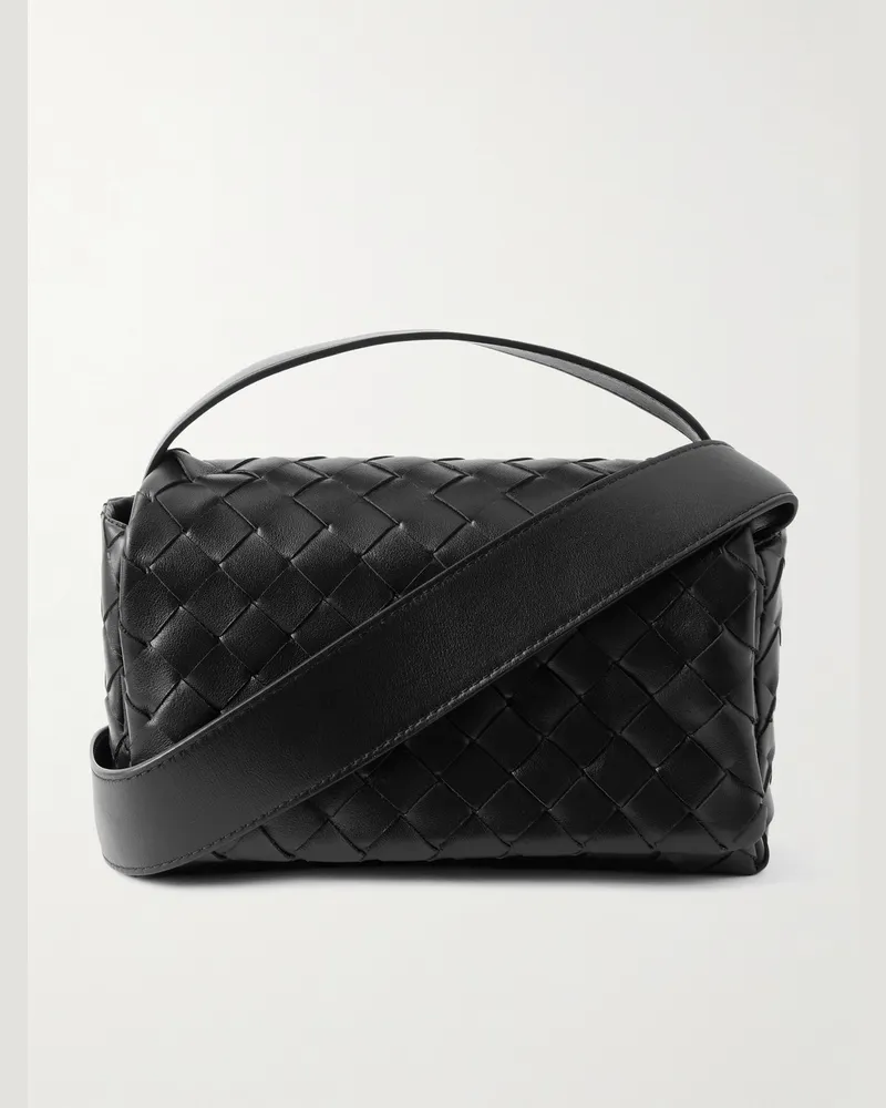 Bottega Veneta Umhängetasche aus Intrecciato-Leder Schwarz