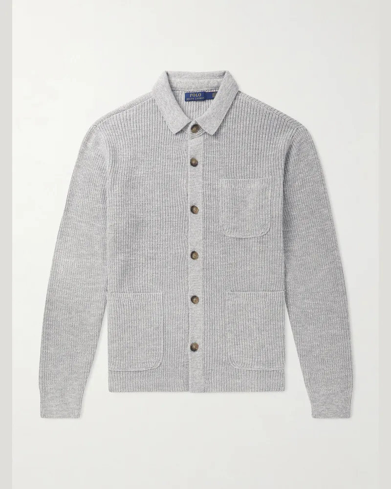 Ralph Lauren Cardigan aus Baumwolle in Rippstrick Grau