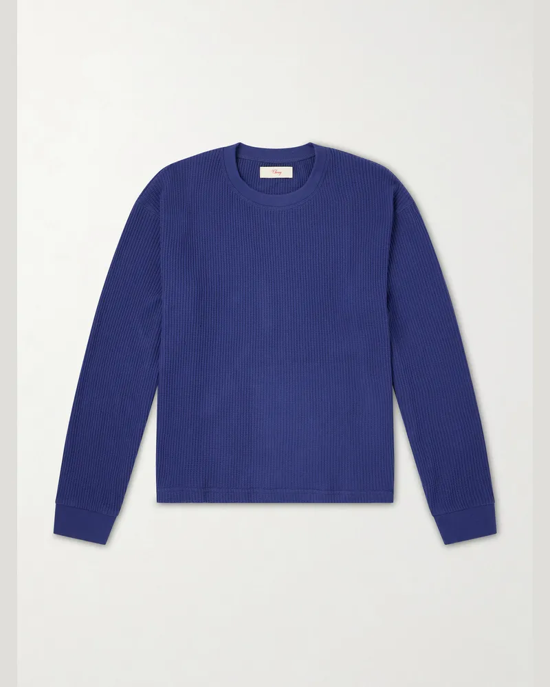 Cherry Los Angeles Logo-Print Cotton Waffle-Jersey T-Shirt Blue