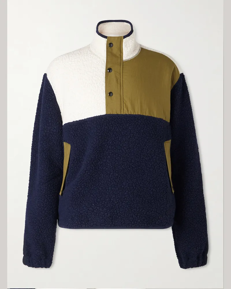 Drake's Jacke aus Fleece und Shell mit kurzer Druckknopfleiste Blau