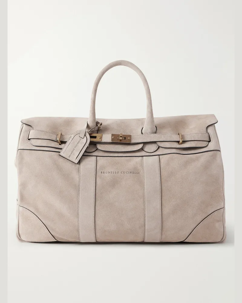 Brunello Cucinelli Country Suede Weekend Bag Neutrals
