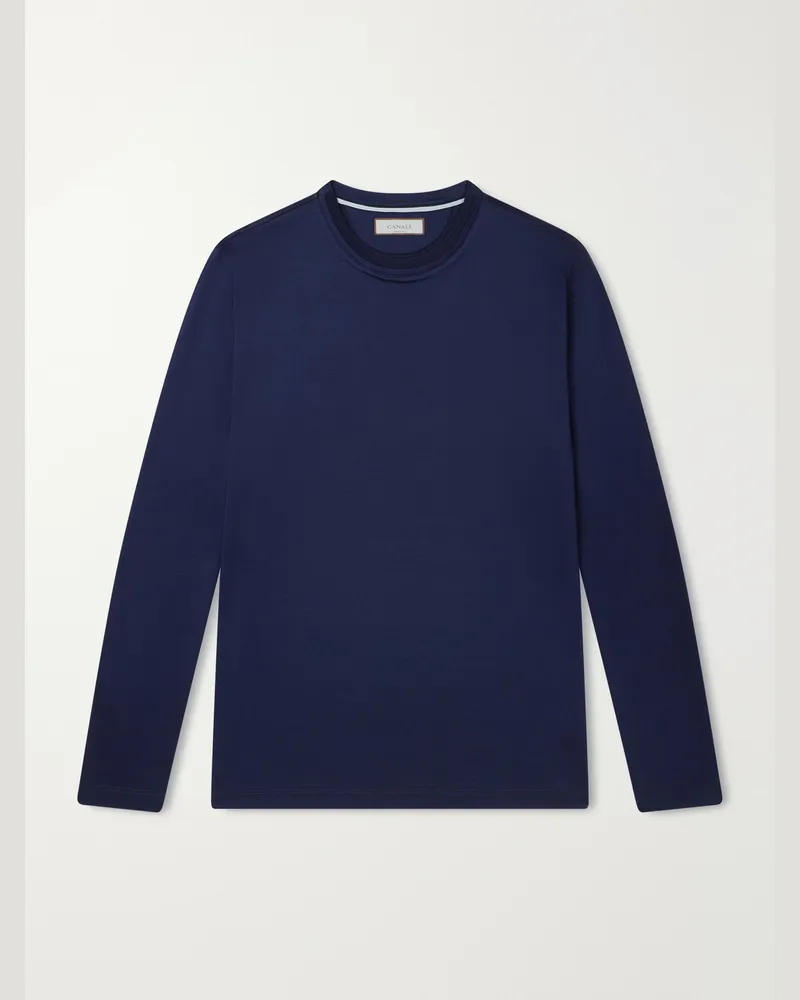 Canali Cotton-Jersey T-Shirt Blue