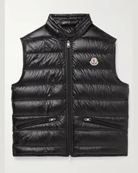 Moncler Gui schmal geschnittene Daunenweste aus gestepptem Shell mit Logoapplikation Schwarz