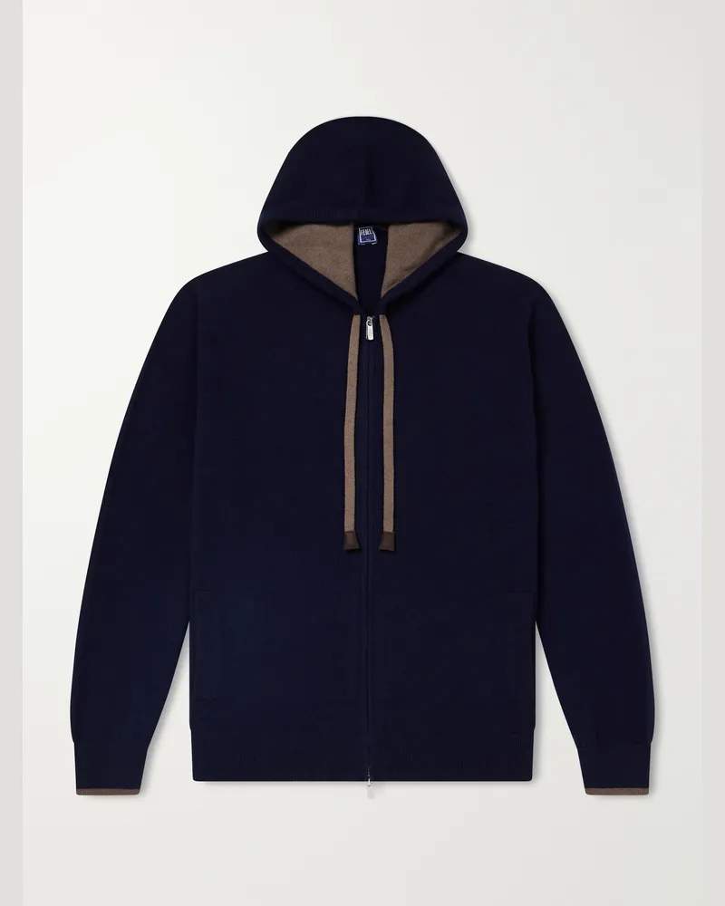 Fedeli Davis Cashmere Zip-Up Hoodie Blue