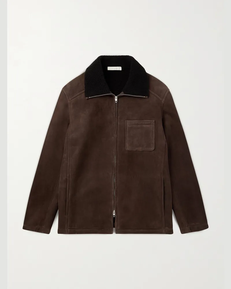Umit Benan Bruno Shearling-Lined Suede Jacket Brown