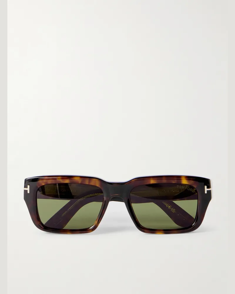 Tom Ford Icon Rectangular-Frame Tortoiseshell Acetate Sunglasses Tortoiseshell