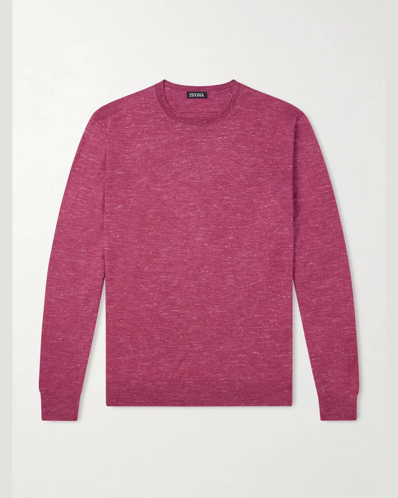 Ermenegildo Zegna Silk, Cashmere and Linen-Blend Sweater Pink