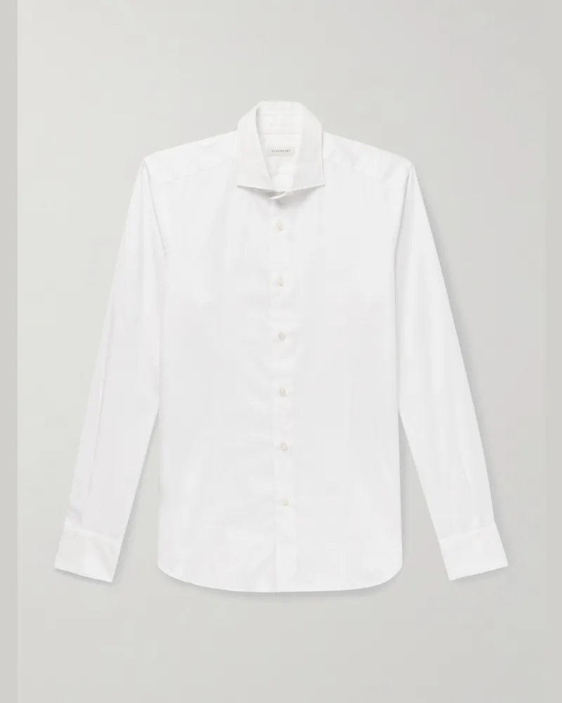 Incotex Glanshirt schmal geschnittenes Hemd aus Baumwoll-Oxford Weiß